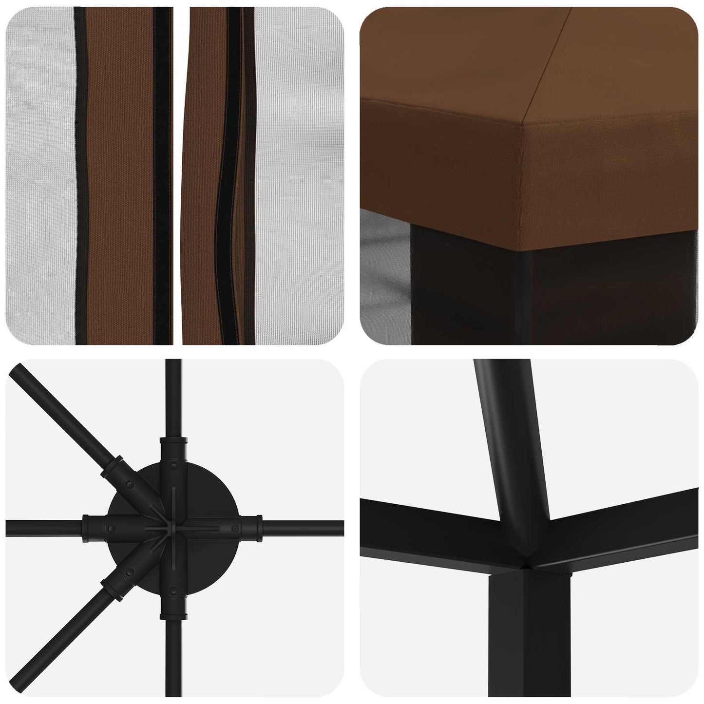 6 x 3 m Brown Polyester and Steel 190