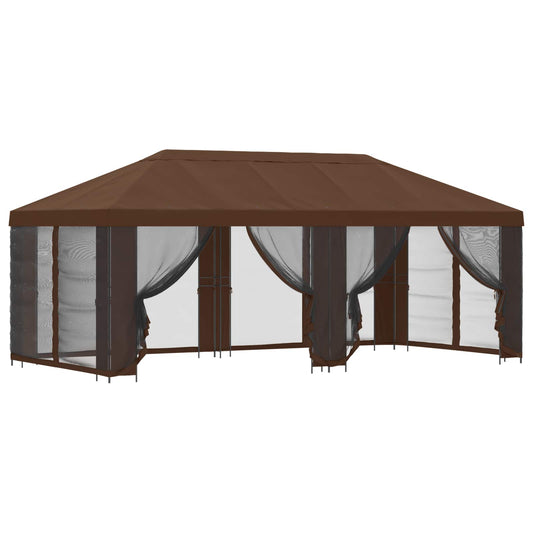 Garden Gazebo with Sidewalls 6 x 3 m Brown Polyester and Steel