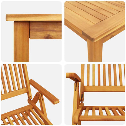 Garden Dining Set Folding 7 pcs Brown Solid Acacia Wood