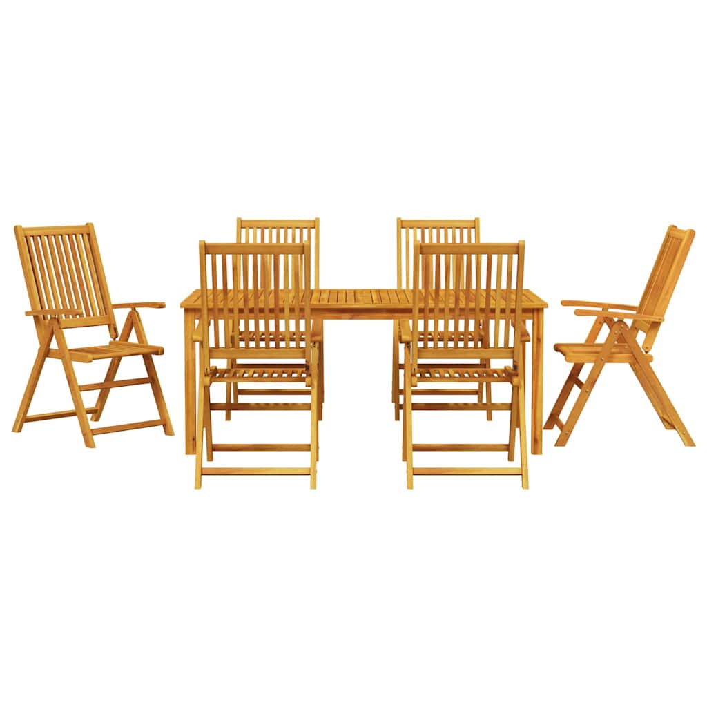 Garden Dining Set Folding 7 pcs Brown Solid Acacia Wood