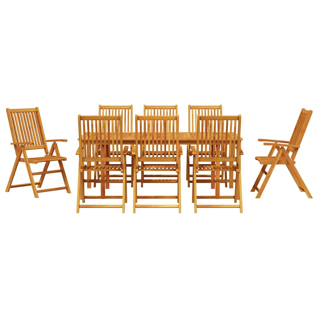 Garden Dining Set Folding 9 pcs Brown Solid Acacia Wood