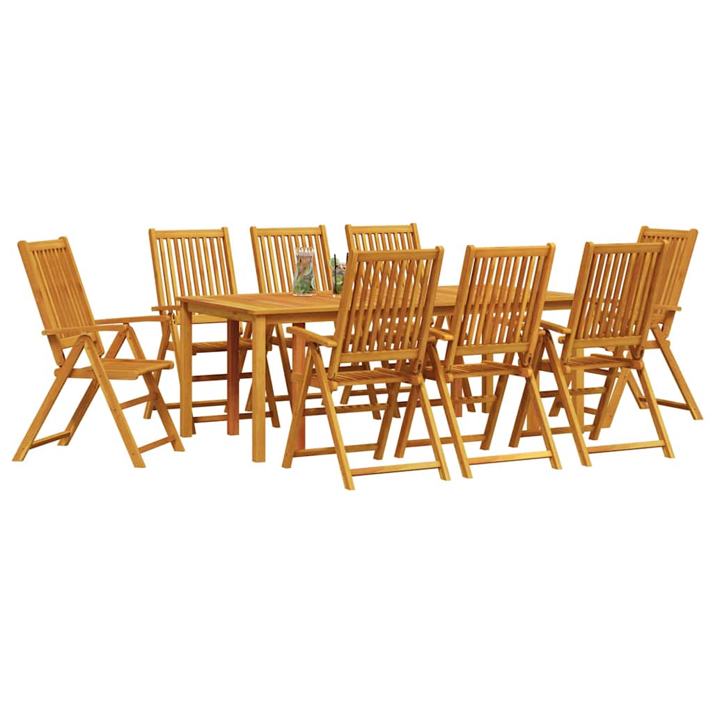 Garden Dining Set Folding 9 pcs Brown Solid Acacia Wood
