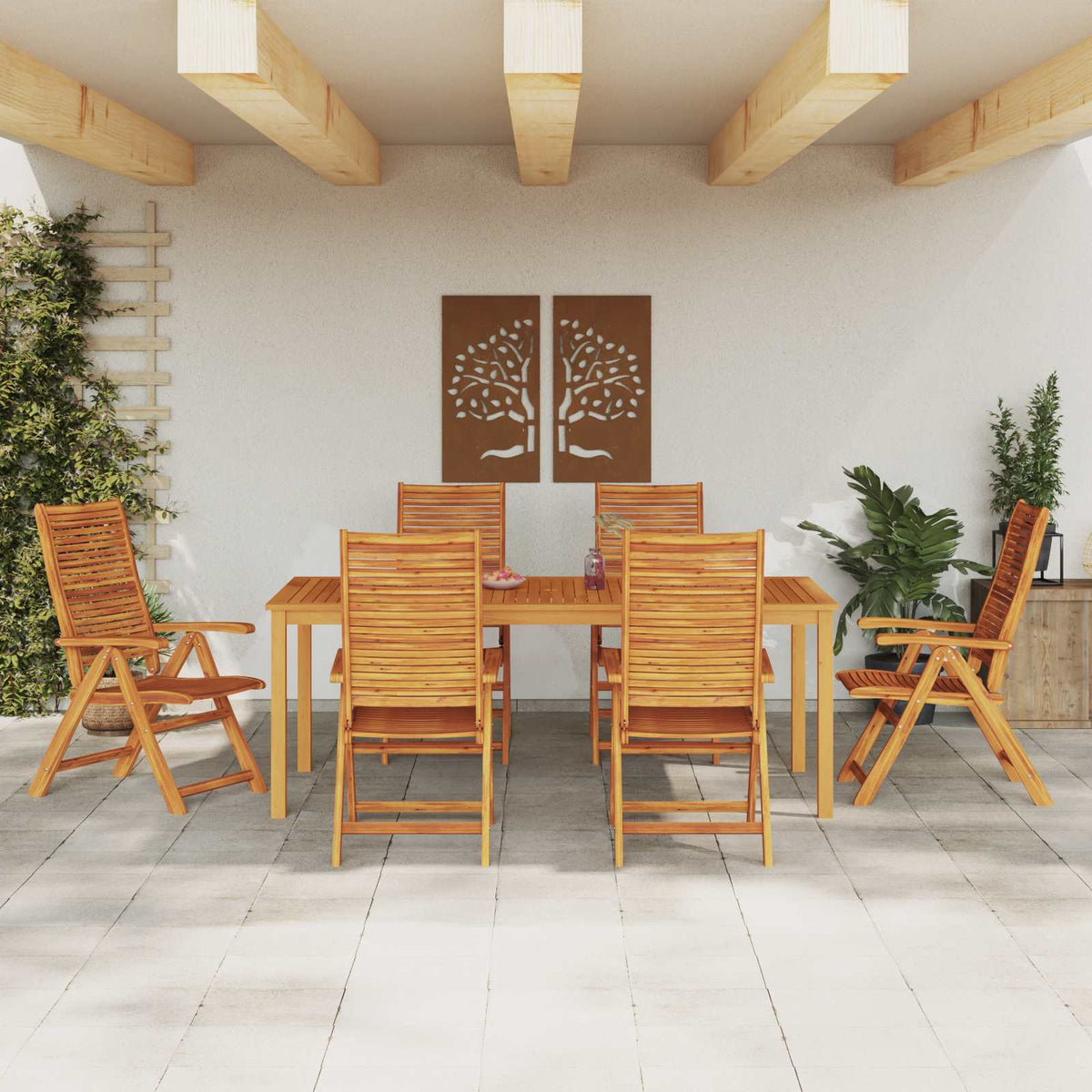Garden Dining Set 7 pcs Brown Solid Acacia Wood