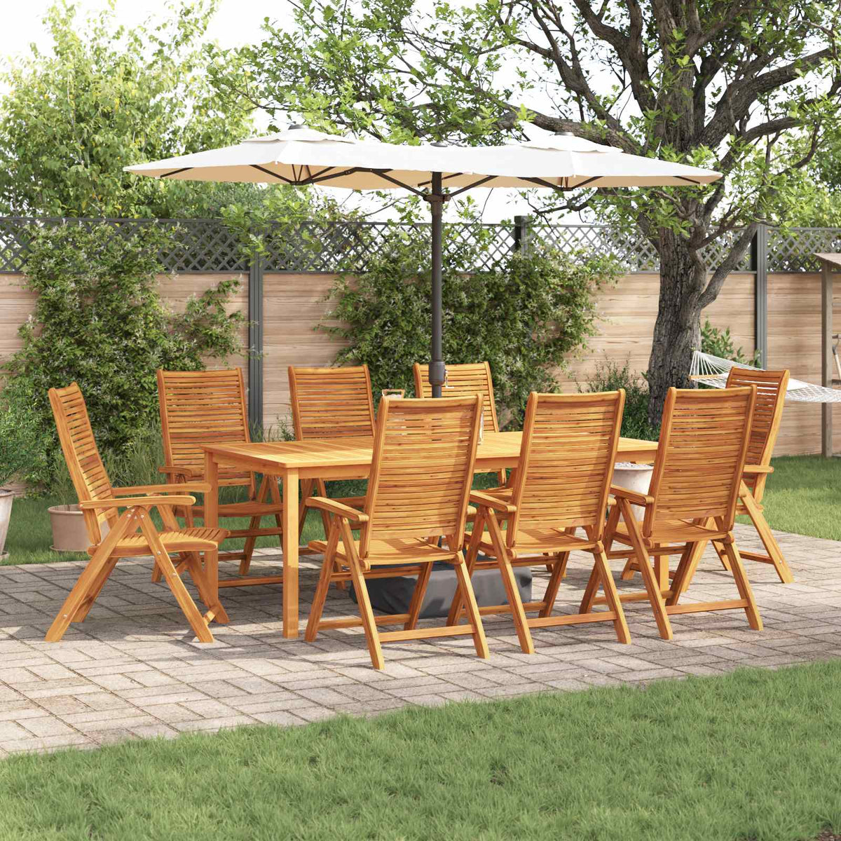 Garden Dining Set 9 pcs Brown Solid Acacia Wood