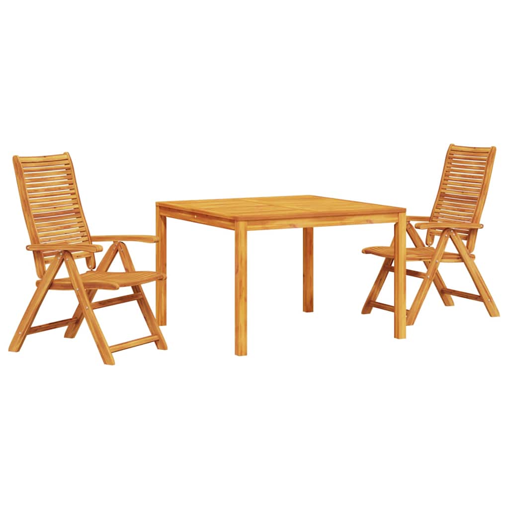 Garden Dining Set Folding 3 pcs Brown Solid Acacia Wood