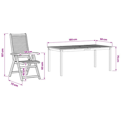 Garden Dining Set 9 pcs Brown Solid Acacia Wood