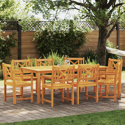 Garden Dining Set 9 pcs Brown Solid Acacia Wood