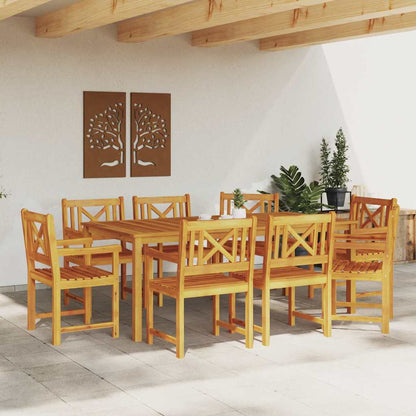Garden Dining Set 9 pcs Brown Solid Acacia Wood