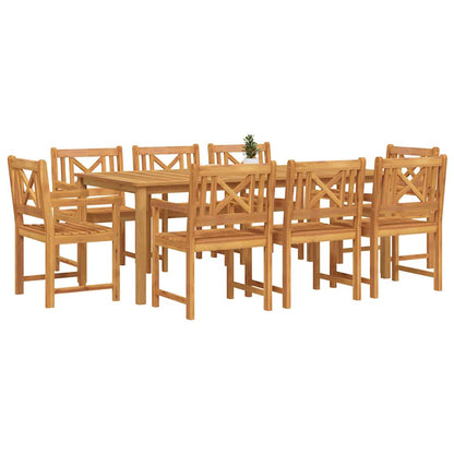 Garden Dining Set 9 pcs Brown Solid Acacia Wood