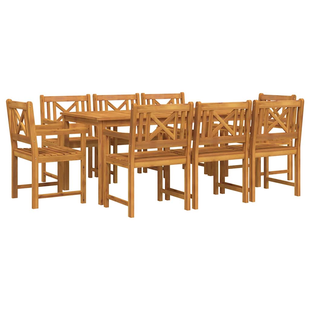 Garden Dining Set 9 pcs Brown Solid Acacia Wood