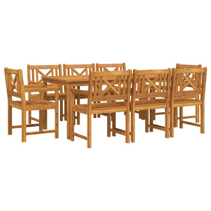 Garden Dining Set 9 pcs Brown Solid Acacia Wood