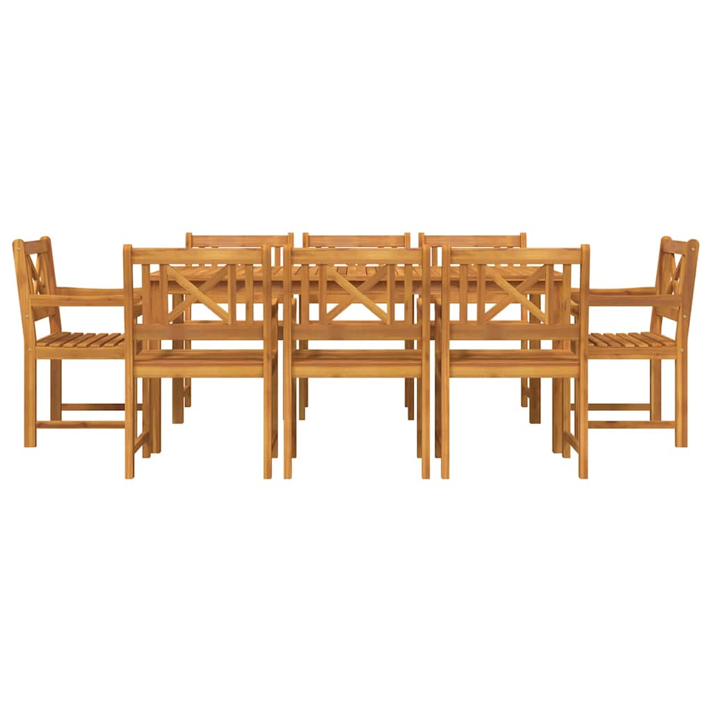 Garden Dining Set 9 pcs Brown Solid Acacia Wood