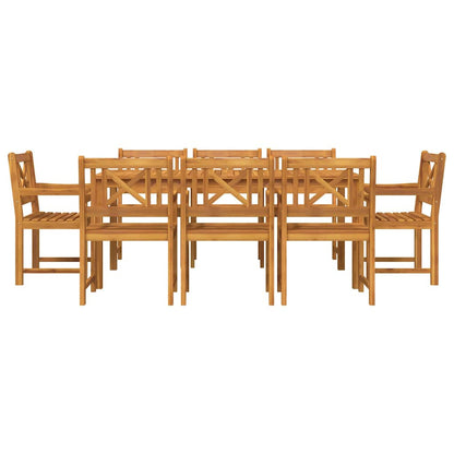 Garden Dining Set 9 pcs Brown Solid Acacia Wood
