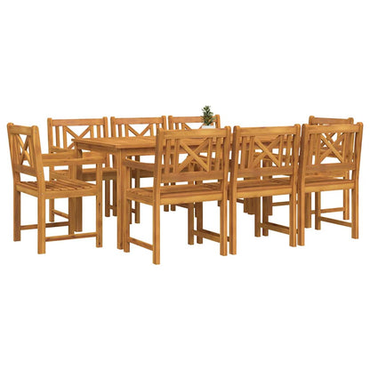 Garden Dining Set 9 pcs Brown Solid Acacia Wood