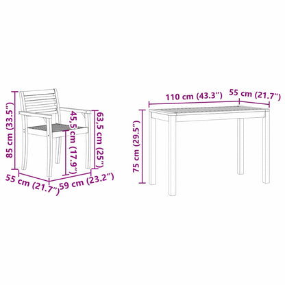 Garden Dining Set 3 pcs Brown Solid Acacia Wood