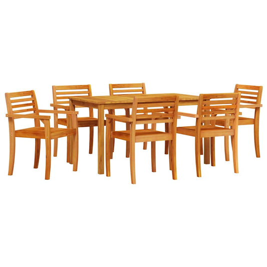 Garden Dining Set 7 pcs Brown Solid Acacia Wood