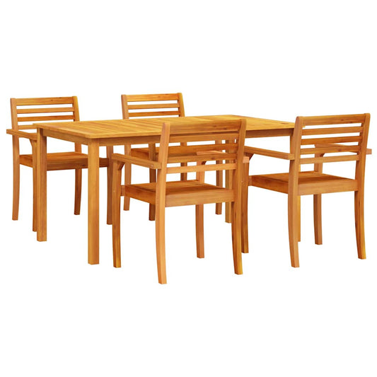 Garden Dining Set 5 pcs Brown Solid Acacia Wood