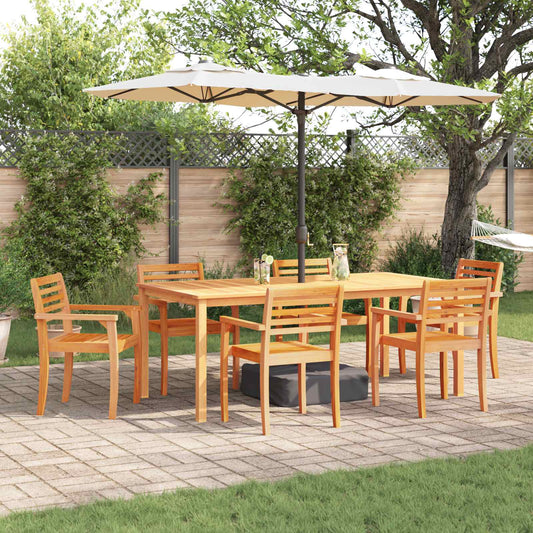 Garden Dining Set 7 pcs Brown Solid Acacia Wood