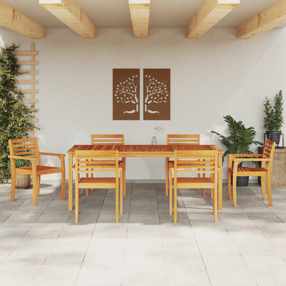 Garden Dining Set 7 pcs Brown Solid Acacia Wood