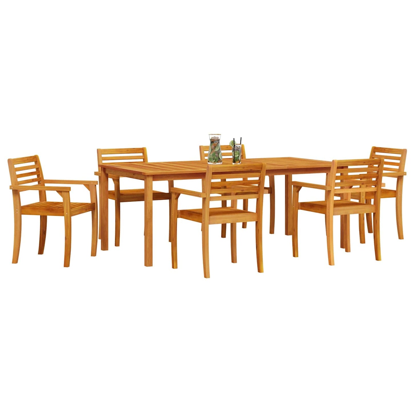 Garden Dining Set 7 pcs Brown Solid Acacia Wood