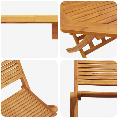 Folding Bistro Set Folding 3 pcs Brown Solid Acacia Wood