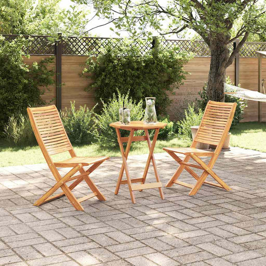 Folding Bistro Set 3 pcs 2-Seaters Brown Solid Acacia Wood