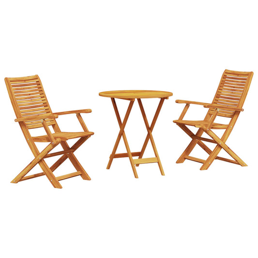 Folding Bistro Set 3 pcs Brown Solid Acacia Wood