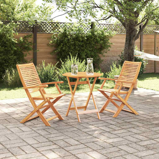 Folding Bistro Set 3 pcs Brown Solid Acacia Wood