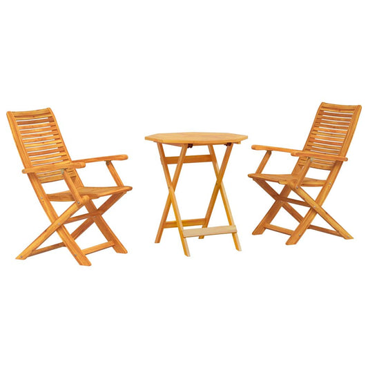 Folding Bistro Set 3 pcs Brown Solid Acacia Wood