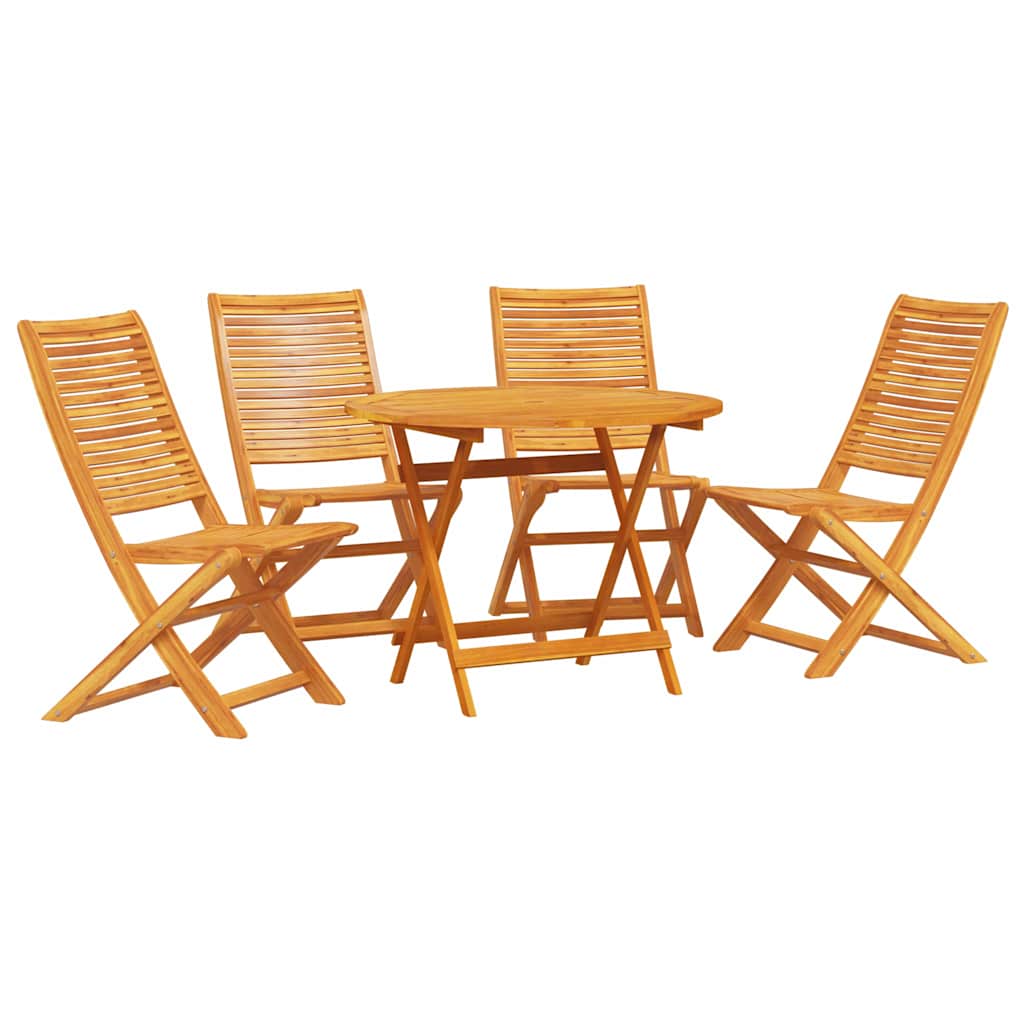 Garden Dining Set Folding 5 pcs Brown Solid Acacia Wood