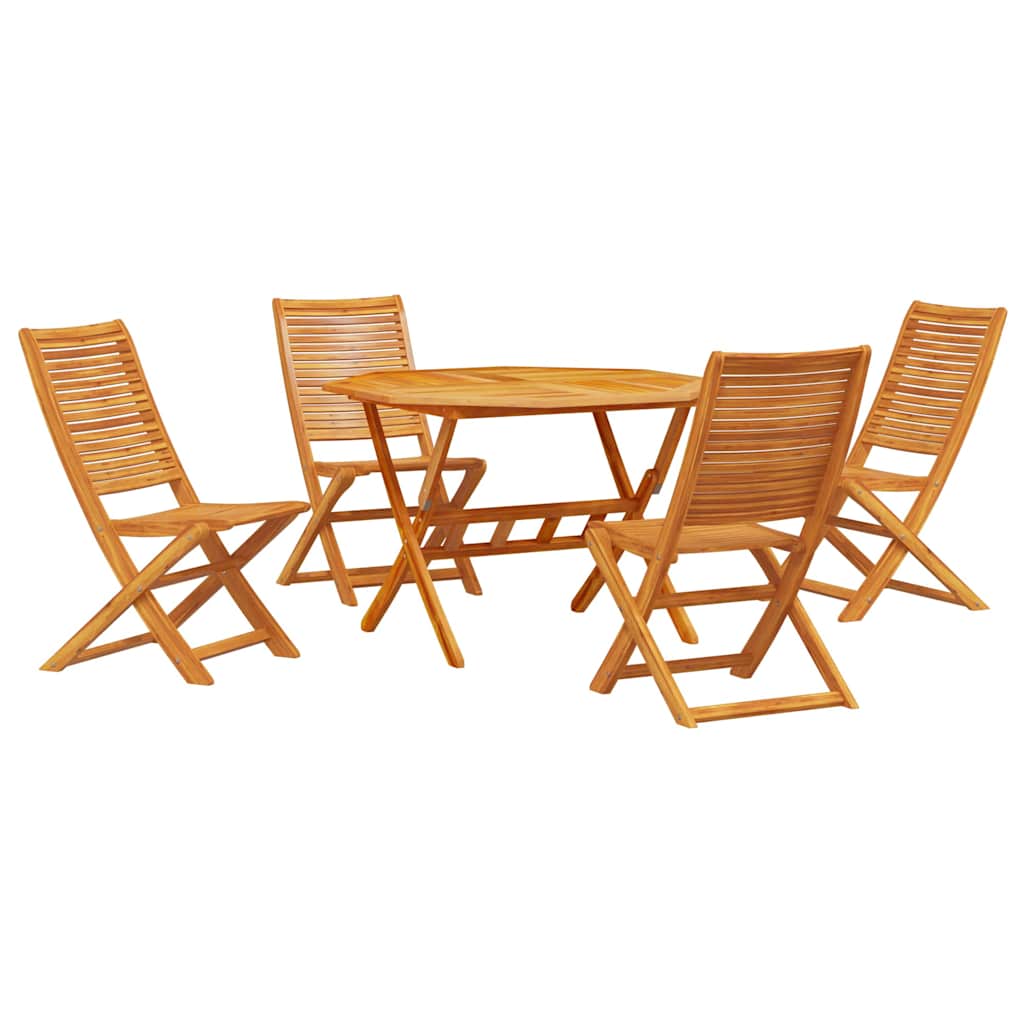Garden Dining Set Folding 5 pcs Brown Solid Acacia Wood