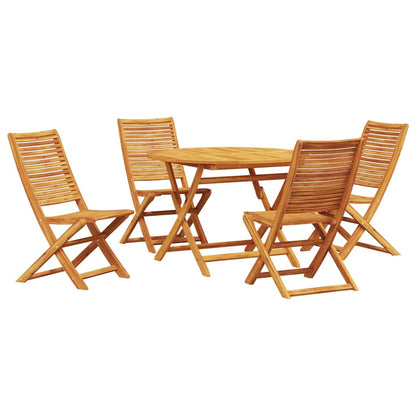 Garden Dining Set Folding 5 pcs Brown Solid Acacia Wood