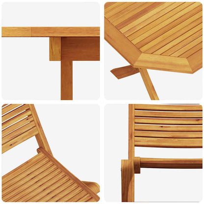 Garden Dining Set Folding 5 pcs Brown Solid Acacia Wood