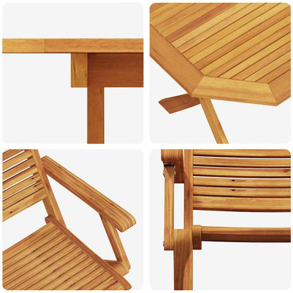 Garden Dining Set Folding 5 pcs Brown Solid Acacia Wood
