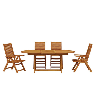 Garden Dining Set 5 pcs Brown Solid Acacia Wood