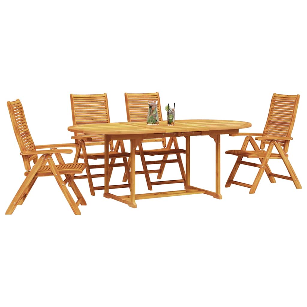 Garden Dining Set 5 pcs Brown Solid Acacia Wood