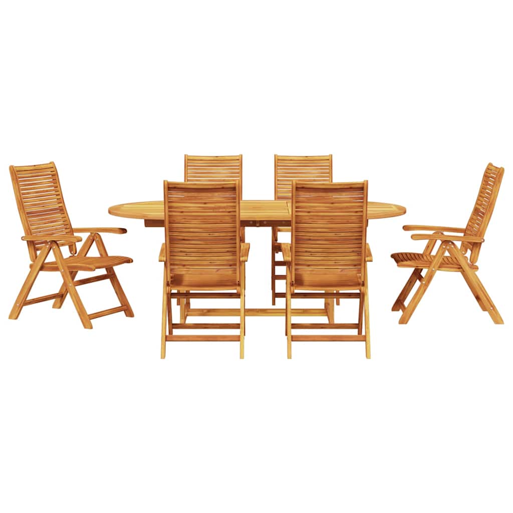 Garden Dining Set 7 pcs Brown Solid Acacia Wood