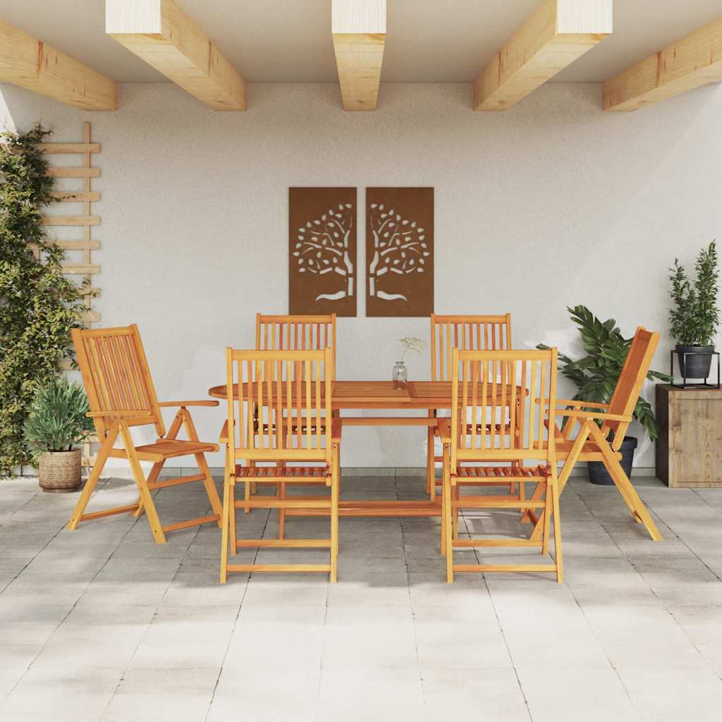 Garden Dining Set 7 pcs Brown Solid Acacia Wood