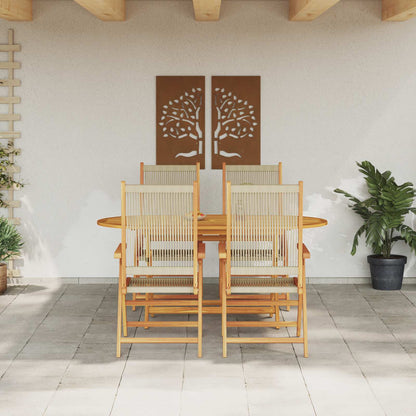 Garden Dining Set 5 pcs Beige Solid Acacia Wood