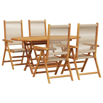 Garden Dining Set 5 pcs Beige Solid Acacia Wood