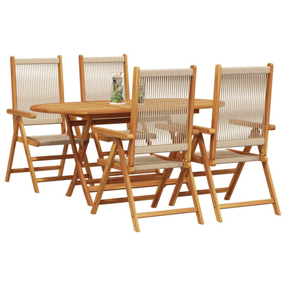 Garden Dining Set 5 pcs Beige Solid Acacia Wood