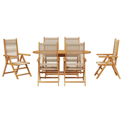 Garden Dining Set 7 pcs Beige Solid Acacia Wood