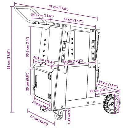 Welding Trolley Black 90 x 46 x 96 cm Steel