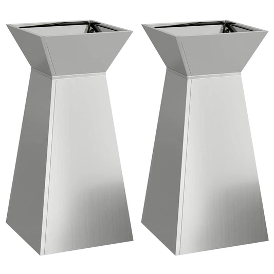 Pillar Planter 2 pcs Silver 35 x 35 x 73 cm Galvanised Steel
