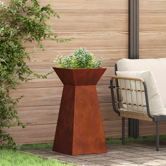 Pillar Planter Rusty 35 x 35 x 73 cm Weathering Steel