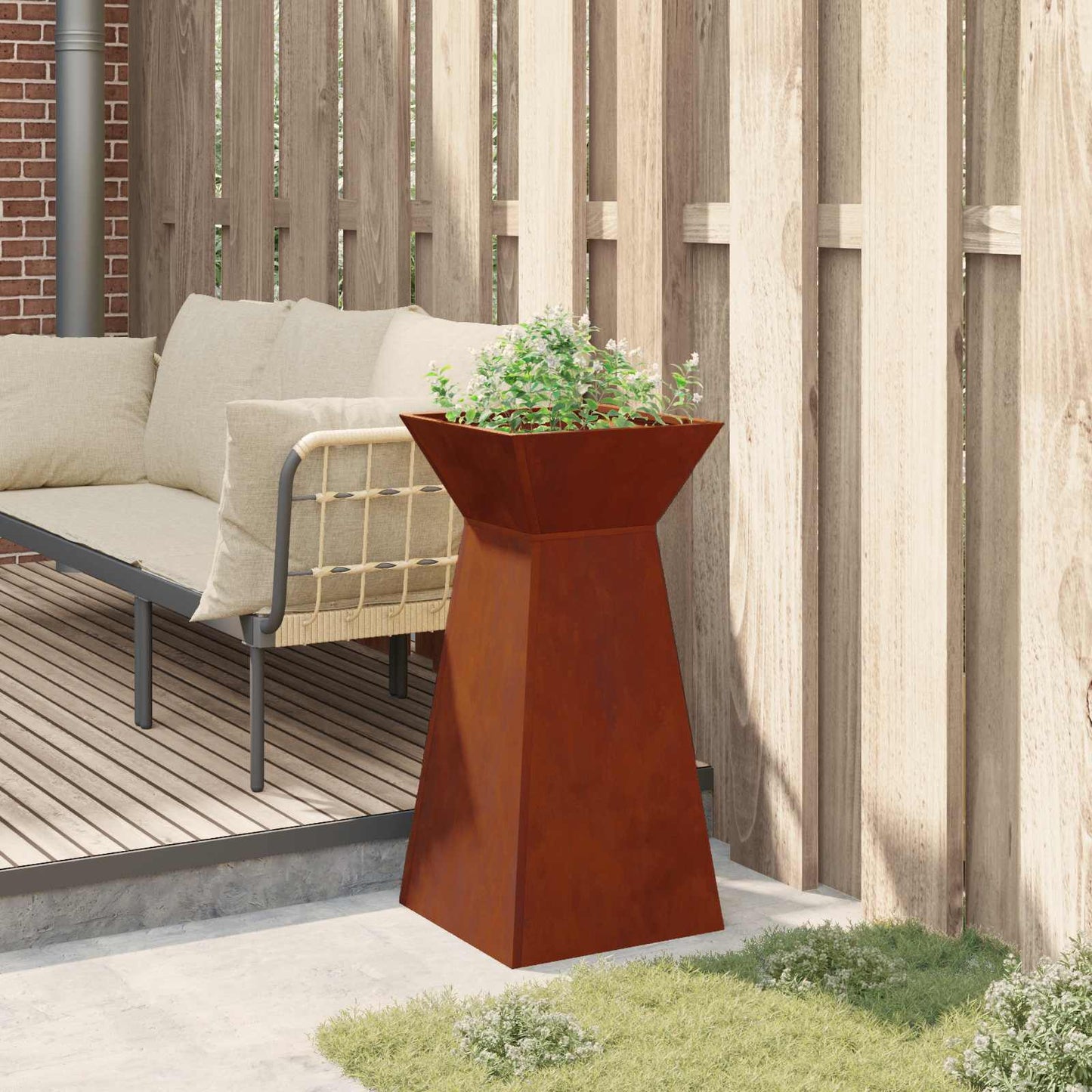 Pillar Planter Silver 35 x 35 x 73 cm Weathering Steel