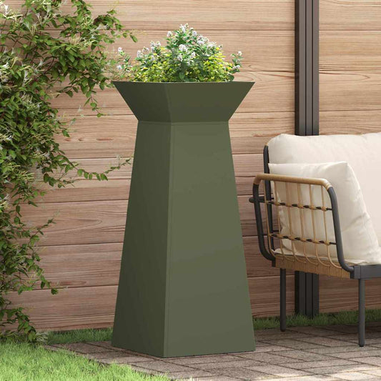 Pillar Planter 2 pcs Olive Green 40 x 40 x 100 cm