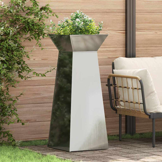 Pillar Planter 2 pcs Silver 40 x 40 x 100 cm Galvanised Steel