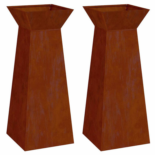 Pillar Planter 2 pcs Rusty 40 x 40 x 100 cm Weathering Steel