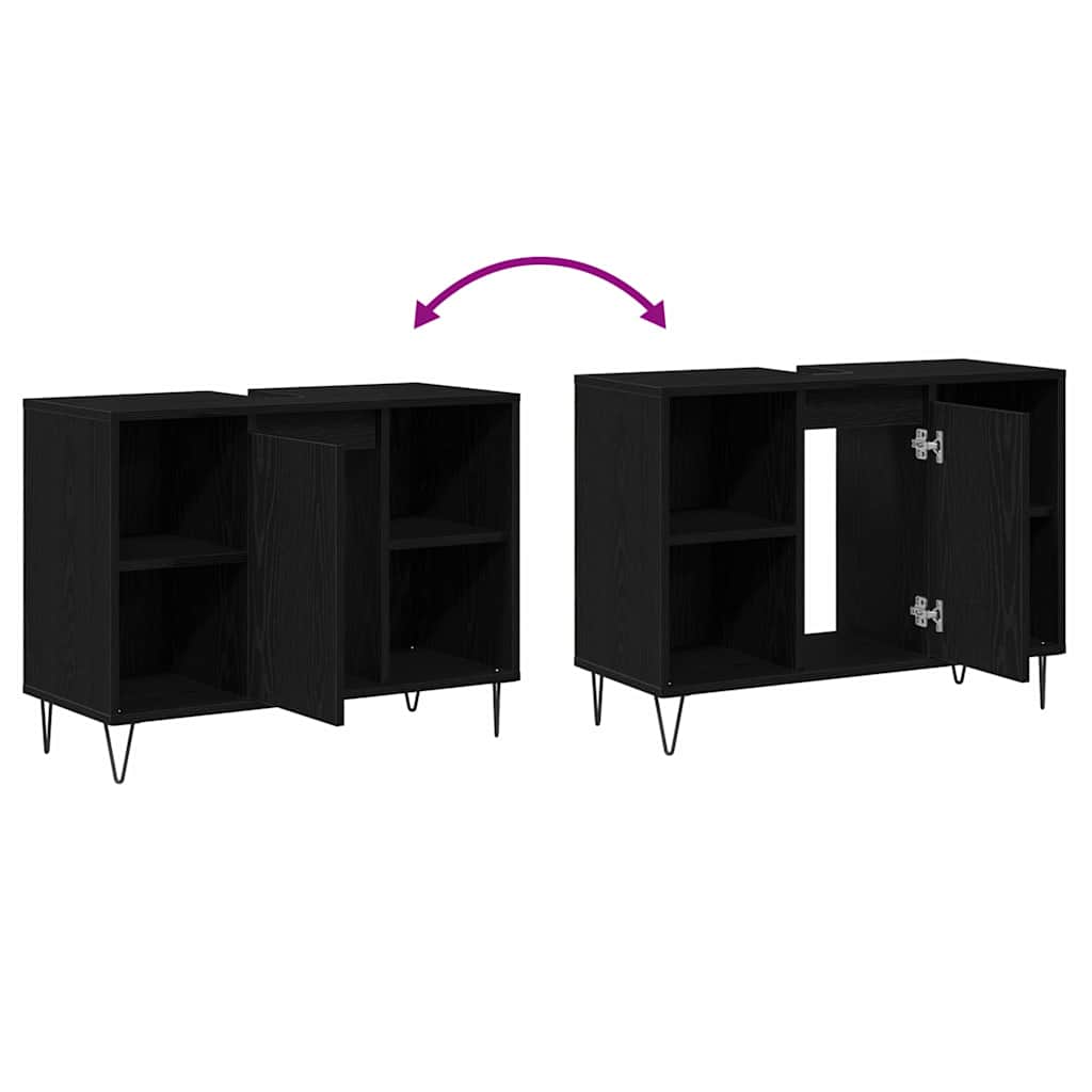 Bathroom Cabinet Black 80 x 33 x 60 cm Engineered Wood